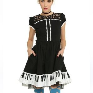Hot Topic Piano Print Ruffle‎ Dress